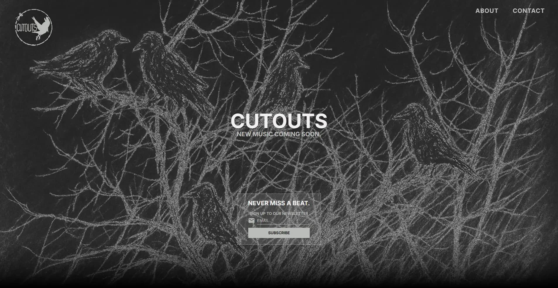 Screenshot of Cutouts band website