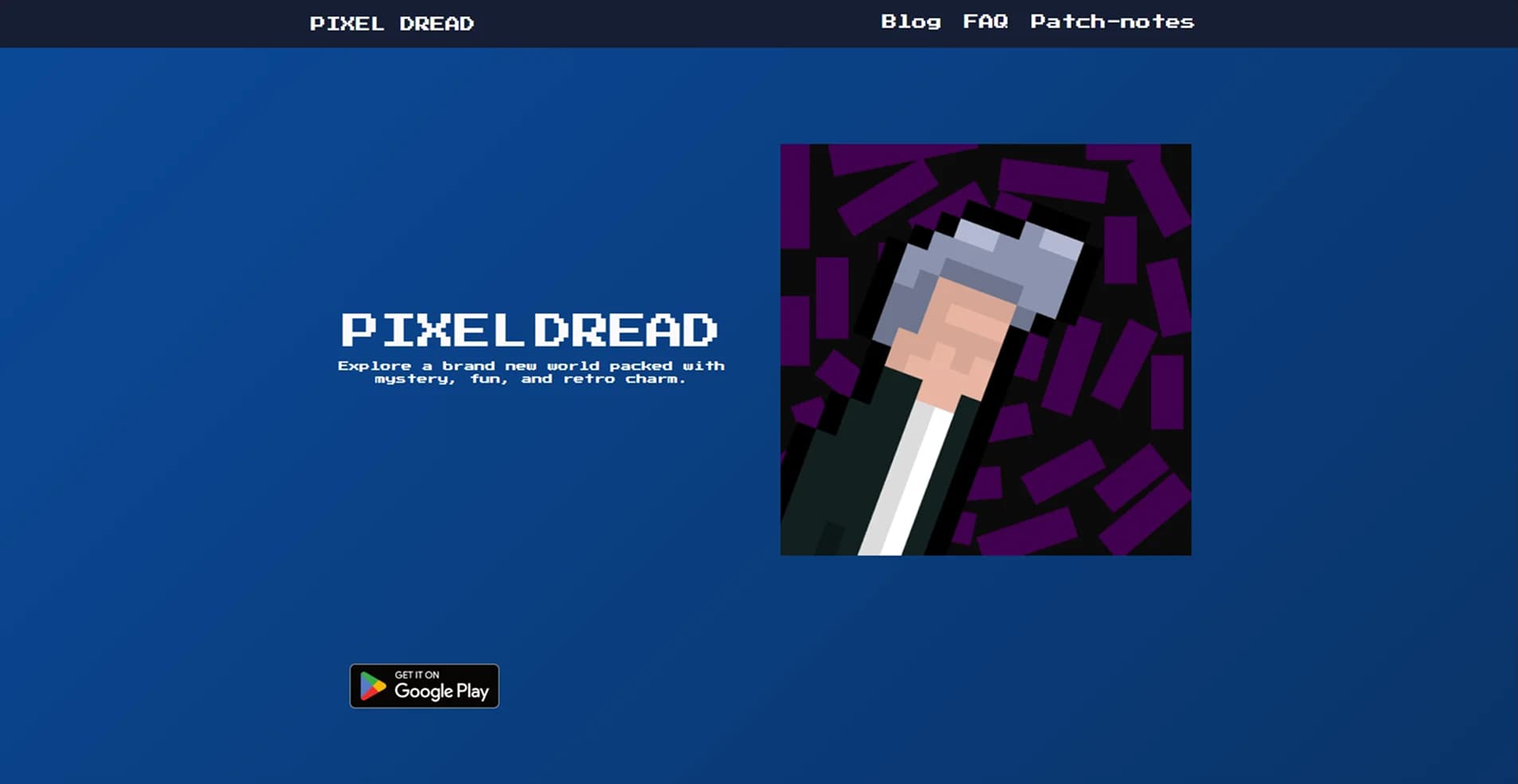 Screenshot of Pixel Dread website